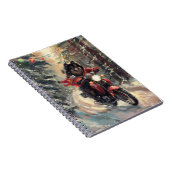 Finse Lapphund Hond Rijden Motorfiets Kerstmis Notitieboek (Rechterzijde)