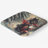 Finse Lapphund Hond Rijden Motorfiets Kerstmis Papieren Bordje (Gebogen)