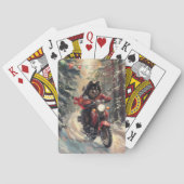 Finse Lapphund Hond Rijden Motorfiets Kerstmis Pokerkaarten (Achterkant)