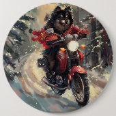 Finse Lapphund Hond Rijden Motorfiets Kerstmis Ronde Button 6,0 Cm (Voorkant)