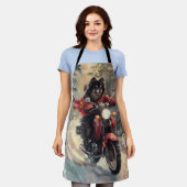 Finse Lapphund Hond Rijden Motorfiets Kerstmis Schort (Gedragen)