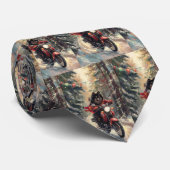 Finse Lapphund Hond Rijden Motorfiets Kerstmis Stropdas (Opgerold)