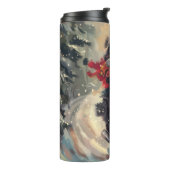 Finse Lapphund Hond Rijden Motorfiets Kerstmis Thermosbeker (Gedraaid links)