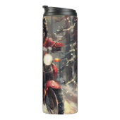 Finse Lapphund Hond Rijden Motorfiets Kerstmis Thermosbeker (Geroteerd rechts)