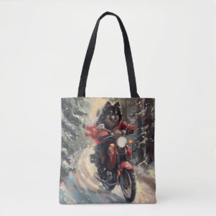 Finse Lapphund Hond Rijden Motorfiets Kerstmis Tote Bag