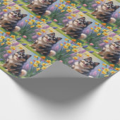 Finse Lapphund Hond Spring Bloemen Schilderen Cadeaupapier (Hoek)