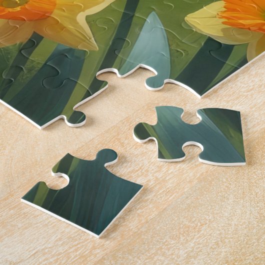 Finse Lapphund Hond Spring Bloemen Schilderen Legpuzzel (Zijkant)