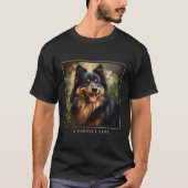 Finse Lapphund Hond Tuin Bloemen Schilderen Pet M T-shirt (Voorkant)