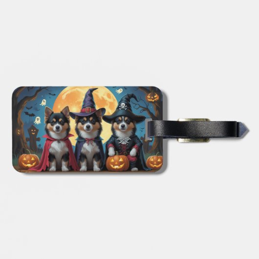Finse Lapphund Honden Pompoen Halloween Grappig Bagagelabel (Achterkant horizontaal)