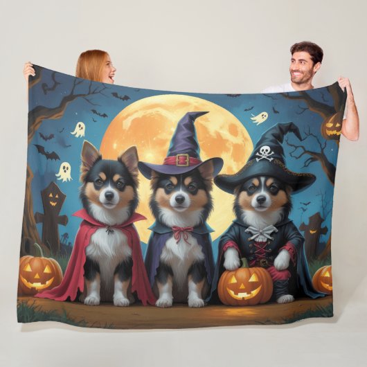 Finse Lapphund Honden Pompoen Halloween Grappig Fleece Deken (In situ)