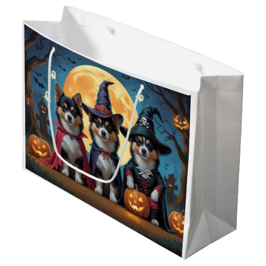 Finse Lapphund Honden Pompoen Halloween Grappig Groot Cadeauzakje (Voorkant Gekanteld)