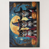 Finse Lapphund Honden Pompoen Halloween Grappig Legpuzzel (Verticaal)