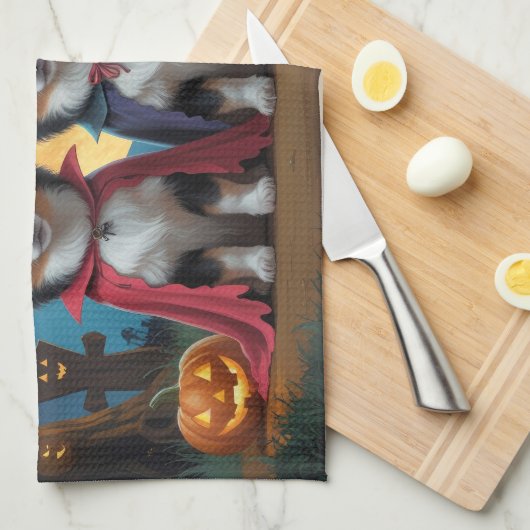 Finse Lapphund Honden Pompoen Halloween Grappig Theedoek (Quarter Fold)