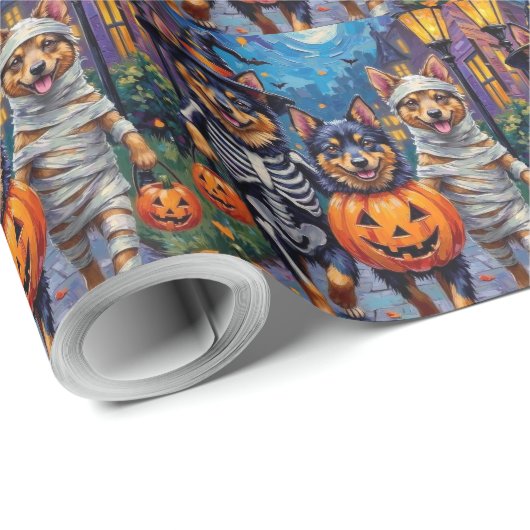 Finse Lapphund Honden Trick-or-Treating Halloween Cadeaupapier (Rol Hoek)