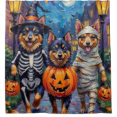 Finse Lapphund Honden Trick-or-Treating Halloween Douchegordijn (Voorkant)