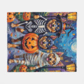 Finse Lapphund Honden Trick-or-Treating Halloween Fleece Deken (Voorkant (Horizontaal))