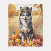 Finse Lapphund in de herfst verlaat de Thanksgivin Fleece Deken (Voorkant)