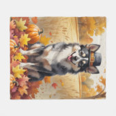 Finse Lapphund in de herfst verlaat de Thanksgivin Fleece Deken (Voorkant (Horizontaal))