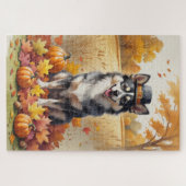 Finse Lapphund in de herfst verlaat de Thanksgivin Legpuzzel (Horizontaal)