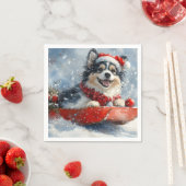 Finse Lapphund in slee Let it Snow Kerstmis Servet (Insitu)