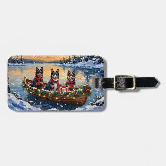 Finse Lapphund Kerstboot Vakantie Bagagelabel (Voorkant horizontaal)