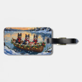 Finse Lapphund Kerstboot Vakantie Bagagelabel (Achterkant horizontaal)