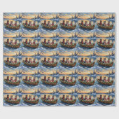 Finse Lapphund Kerstboot Vakantie Cadeaupapier (Vlak)