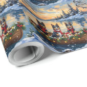 Finse Lapphund Kerstboot Vakantie Cadeaupapier (Rol Hoek)