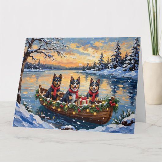 Finse Lapphund Kerstboot Vakantie Kaart (Voorkant)