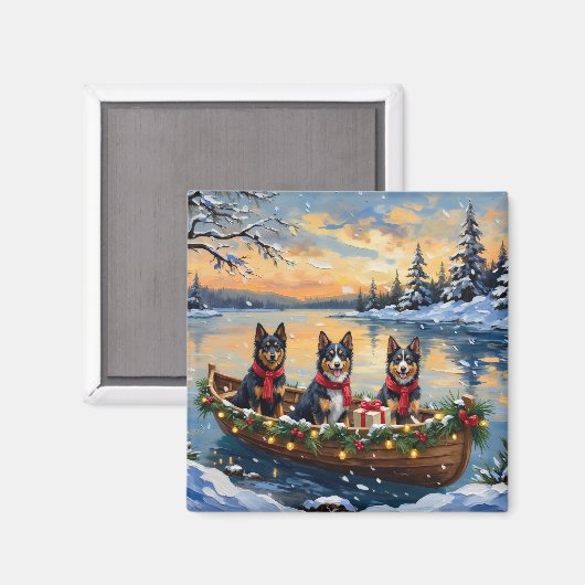 Finse Lapphund Kerstboot Vakantie Magneet (Voorkant / Achterkant)