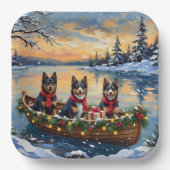 Finse Lapphund Kerstboot Vakantie Papieren Bordje (Voorkant)