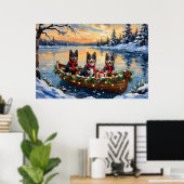 Finse Lapphund Kerstboot Vakantie Poster (Thuiskantoor)