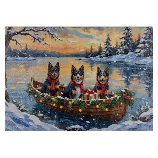 Finse Lapphund Kerstboot Vakantie Snijplank (Voorkant)