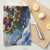 Finse Lapphund Kerstboot Vakantie Theedoek (Quarter Fold)