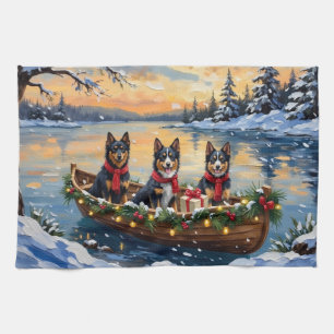 Finse Lapphund Kerstboot Vakantie Theedoek