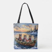 Finse Lapphund Kerstboot Vakantie Tote Bag (Achterkant)