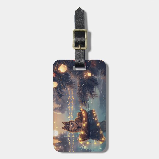 Finse Lapphund Kerstfeest reis Bagagelabel (Voorkant verticaal)