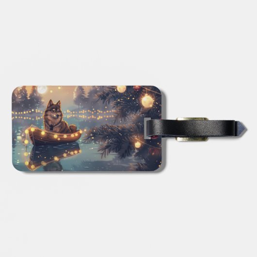 Finse Lapphund Kerstfeest reis Bagagelabel (Achterkant horizontaal)