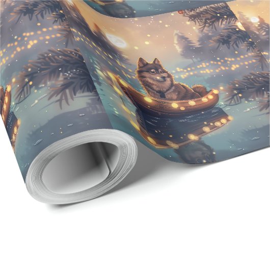 Finse Lapphund Kerstfeest reis Cadeaupapier (Rol Hoek)