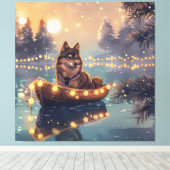 Finse Lapphund Kerstfeest reis Canvas Afdruk (Insitu (Houten vloer))
