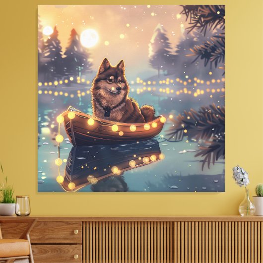 Finse Lapphund Kerstfeest reis Canvas Afdruk (Insitu (Woonkamer))