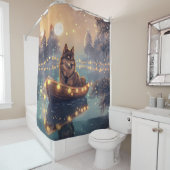 Finse Lapphund Kerstfeest reis Douchegordijn (In situ)