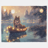 Finse Lapphund Kerstfeest reis Fleece Deken (Voorkant (Horizontaal))