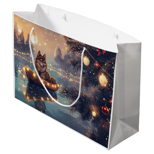 Finse Lapphund Kerstfeest reis Groot Cadeauzakje (Achterkant Gekanteld)