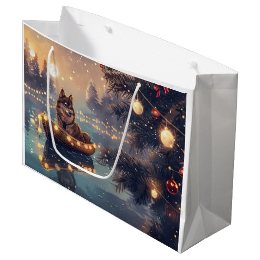 Finse Lapphund Kerstfeest reis Groot Cadeauzakje (Voorkant Gekanteld)