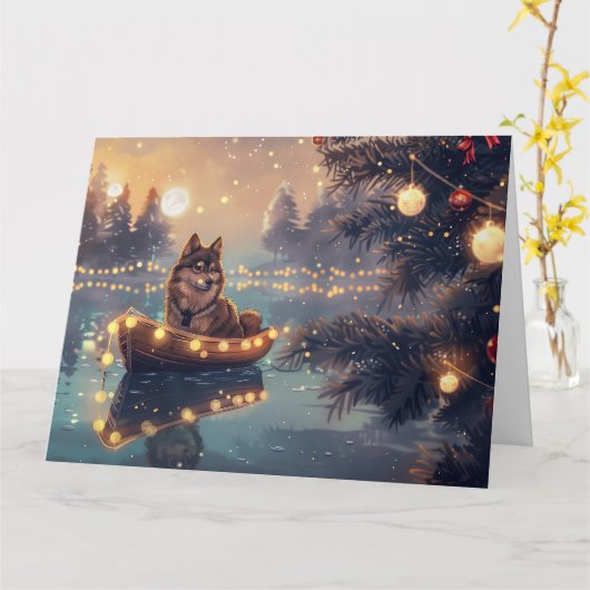Finse Lapphund Kerstfeest reis Kaart (Gele Bloem)