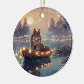 Finse Lapphund Kerstfeest reis Keramisch Ornament (Links)