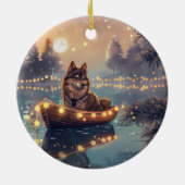 Finse Lapphund Kerstfeest reis Keramisch Ornament (Achterkant)