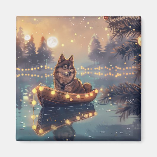 Finse Lapphund Kerstfeest reis Magneet (Voorkant)
