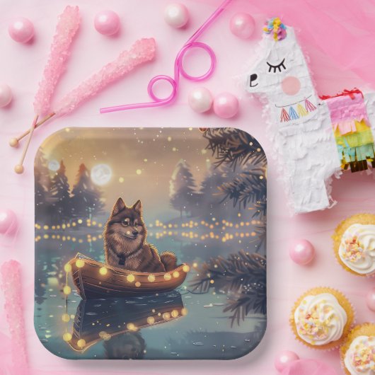 Finse Lapphund Kerstfeest reis Papieren Bordje (Feest)